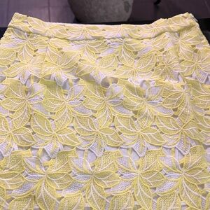 Anthropologie Lemon Floral Lace Maxi Skirt